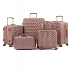 طقم شنط سفر مكون من 5 حقائب أمتعة بـ 4 عجلات بتصميم حديث روزجولد