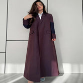 DFDG-سترة نسائية طويلة الصدر مزدوجة مع شال وطية صدر ، عبايات دبي ، ملابس خارجية إسلامية ، ملابس نسائية فاخرة ، جاكيت عصري