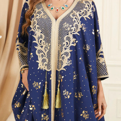 جلابية نسائية تطريز ذهبي