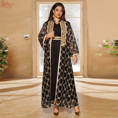 طقم فستان عباية عيد مكون من قطعتين للنساء سترة مطرزة إسلامية رداء طويل رمضان المغرب دبي عبايات قفطان فيستدوس