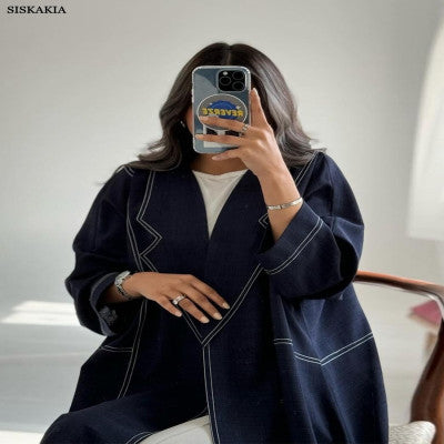 فستان من سيسكاكي-دينيم مرقع ، عباية ، دبي ، إسلامي ، إسلامي ، فستان طويل ، فضفاض ، أنيق ، روب غير رسمي ، خليط ، موضة ،