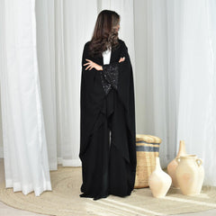 عبايات عيد سوداء للنساء فستان مسلم متواضع دبي عباية مفتوحة كيمونو جلابية كيبيا رداء نسائي قفطان مغربي قفطان رمضان