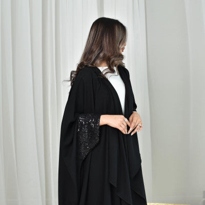 عبايات عيد سوداء للنساء فستان مسلم متواضع دبي عباية مفتوحة كيمونو جلابية كيبيا رداء نسائي قفطان مغربي قفطان رمضان