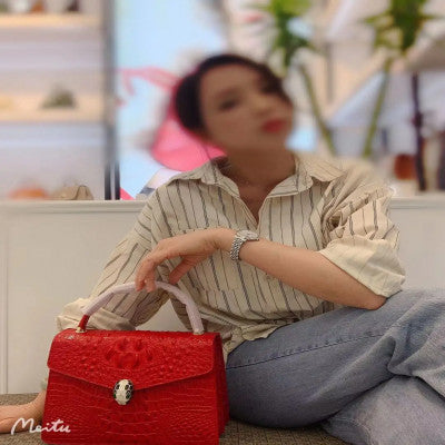 الراقية حقيبة يد نسائية جلدية حقيقية جميع التضاريس دراجة نارية حقيبة التخزين نمط التمساح حقيبة كروسبودي بالجملة